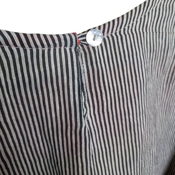 Alembika Mixed Print Media Striped Linen Top Small Multicolor Lagenlook Artsy - Picture 5 of 11